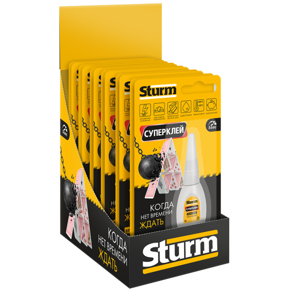 Суперклей "STURM", 5г, на единичном блистере (12шт)