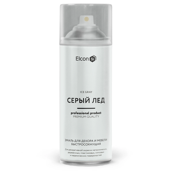 Эмаль для декора и мебели быстросохнущая серый лед "Elcon" аэрозоль 520мл (12) ССС