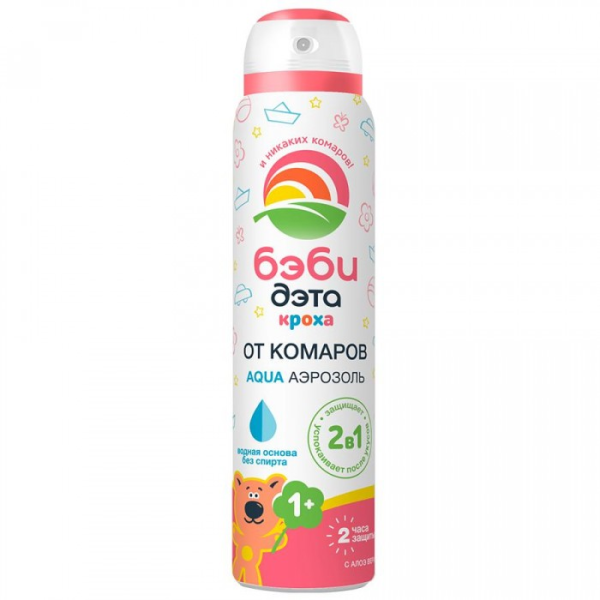 Средство репеллентное на в/о "БЭБИ ДЭТА детский АКВА (AQUA)" аэрозоль 2в1 100мл (24)