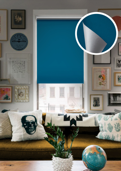 Мини Ролета  Блэкаут отражающий  цвет индиго  50*160