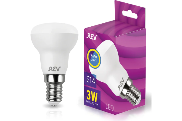 Лампа светодиодная рефлектор, R39, 3Вт, Е14, 2700К, 240Лм REV