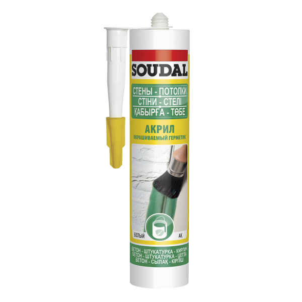 Герметик "SOUDAL" акриловый окрашиваемый  белый 280мл