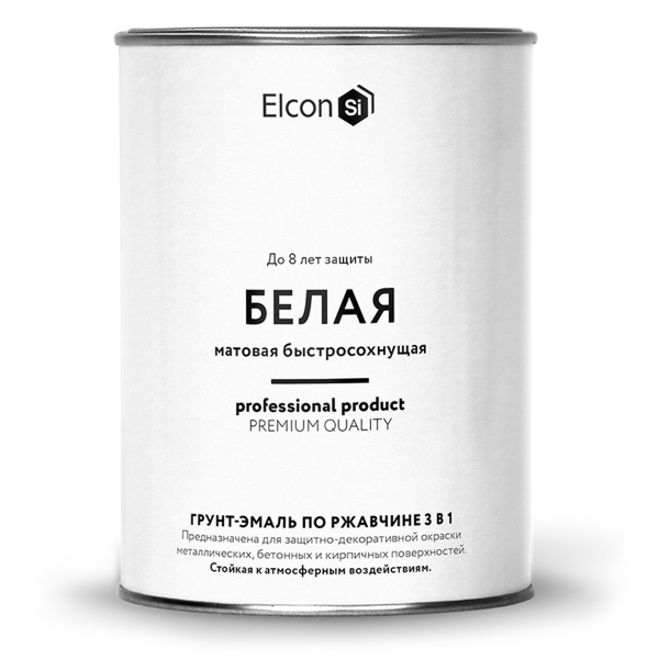 Грунт-эмаль по ржавчине 3в1 "Elcon" белая матовая 0,8кг (12)