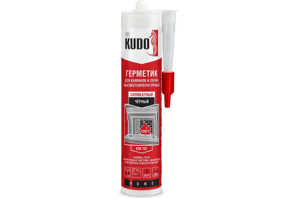 Герметик "KUDO HOME" KSK-702" для каминов и печей 1200С силикатный черный  280мл (12)