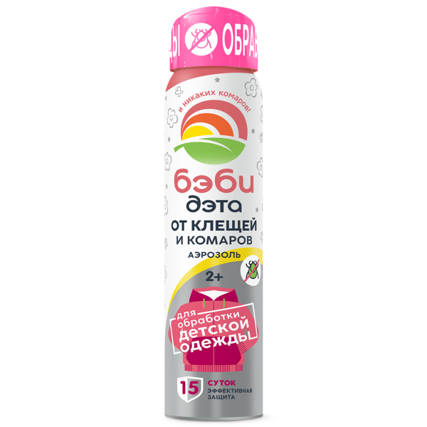 Средство акварицидно- репеллентное "БЭБИ ДЭТА детский" аэроз. от клещ/ комар 100мл (б/спайки) (24)