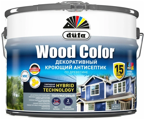 Кроющий антисептик "Dufa WOOD COLOR" белый база 1  2,4л