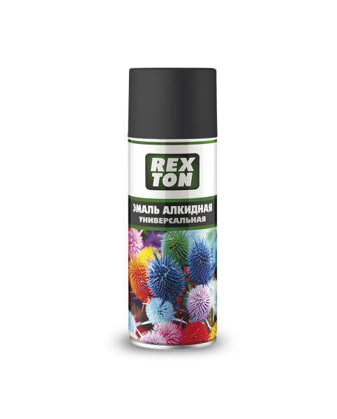 Эмаль универсальная черная матовая REXTON аэрозоль 520мл (12) (RT-100.10)