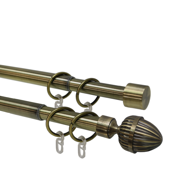 Телескоп.двухряд.карниз, Наконечник Орех, Золото антик, 16/19мм ,160-320см,