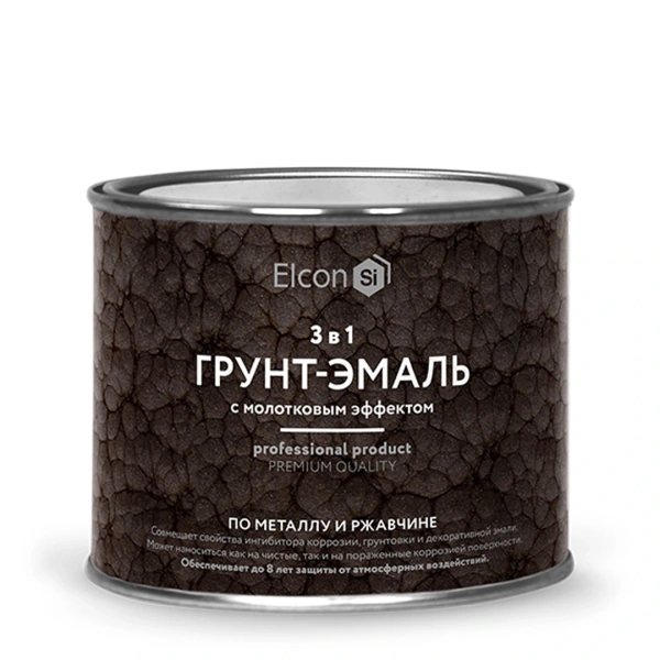 Грунт-эмаль 3 в 1  "Elcon Smith" с молотковым эффектом черная 10кг