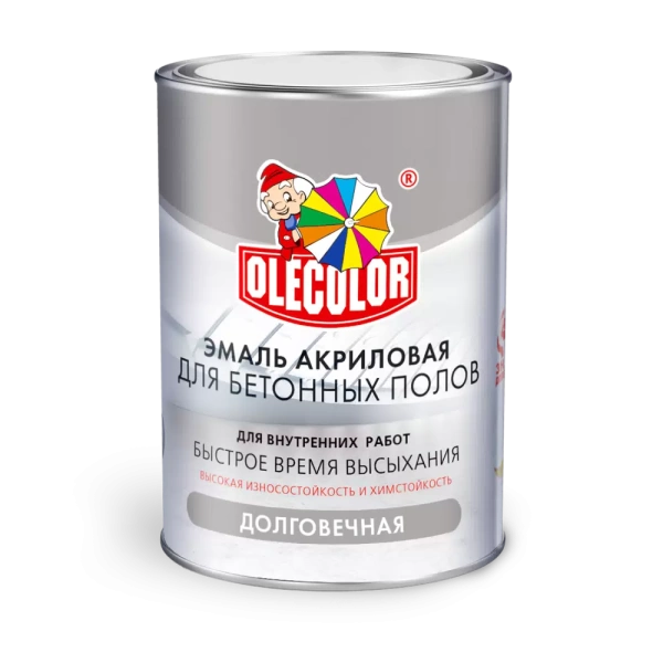 Эмаль акриловая для бетонных полов серая "OLECOLOR" 20кг