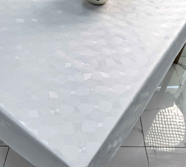 Клеенка ПВХ на тканевой основе Dekorelle Aurora 089 белый, разм. 1,4х20м