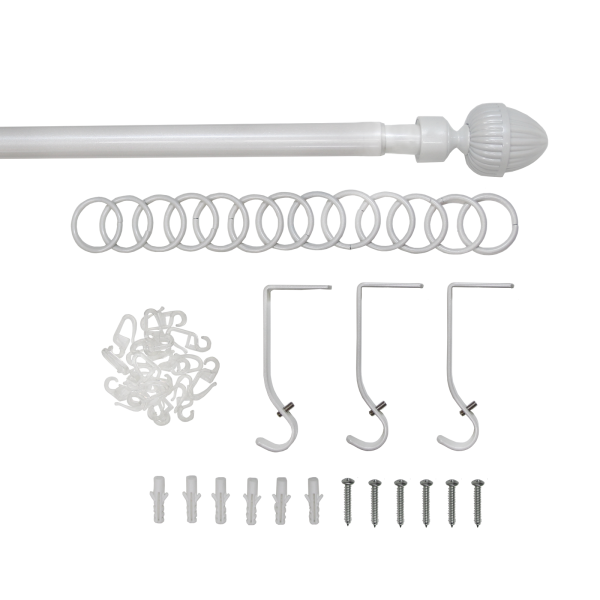 Телескоп.однорядн.карниз, Наконечник Орех, Жемчуг, 16/19мм ,160-320см,