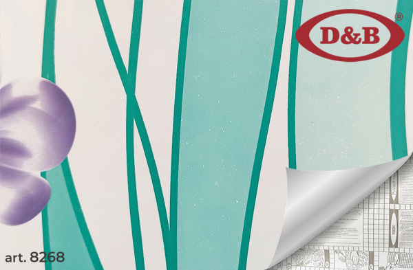 8268 Пленка самоклеящаяся D&B 0,45*8м  бабочки на бело-зеленом фоне  /20