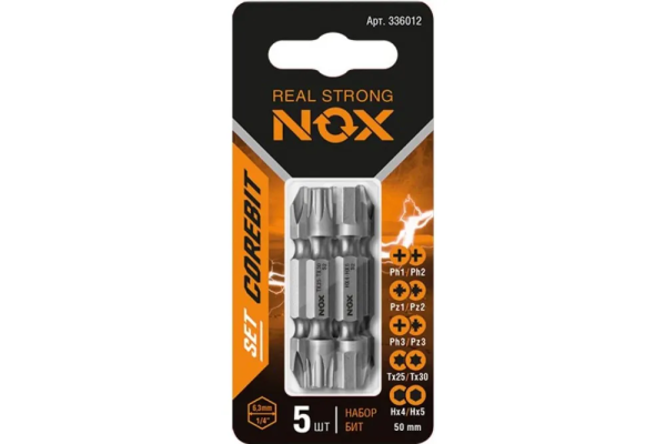 Набор бит SETT5 2ХPh1xPh2. Pz1xPz2.Ph3xPz3.Tx25xTx30.Hex4xHex5-50 5шт. карта 336012