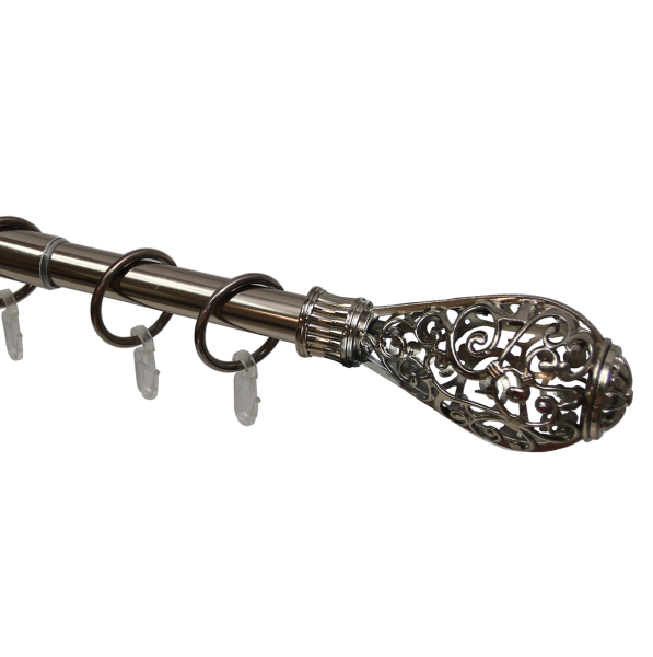 Телескоп.однорядн.карниз, Наконечник Кружево, Коньяк, 16/19мм ,160-320см,