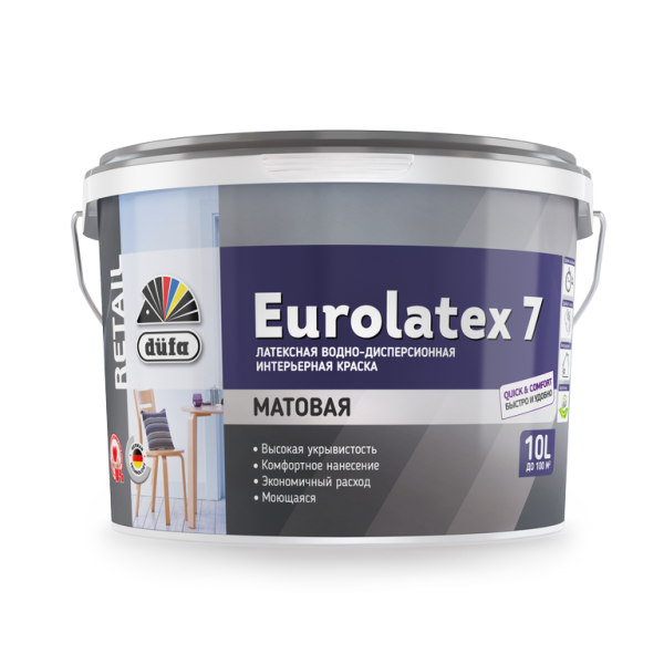 Краска В/Д "Dufa EUROLATEX 7" латексная, моющася  2,5л ССС