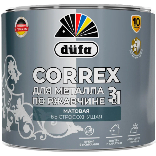 Грунт-эмаль для  металла по ржавчине 3в1 "Dufa" CORREX 8017 шоколад МАТОВАЯ 2л ССС