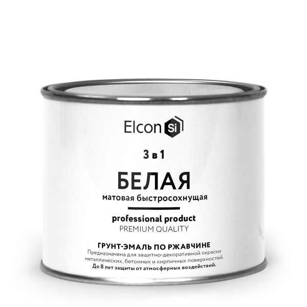 Грунт-эмаль по ржавчине 3в1 "Elcon" белая матовая 0,4кг (24)
