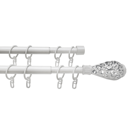 Телескоп.двухряд.карниз, Наконечник Кружево, Жемчуг, 16/19мм ,160-320см,