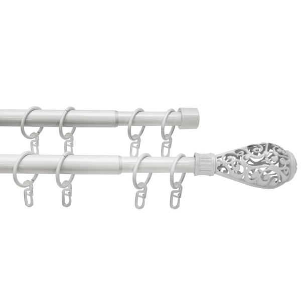 Телескоп.двухряд.карниз, Наконечник Кружево, Жемчуг, 16/19мм ,160-320см,