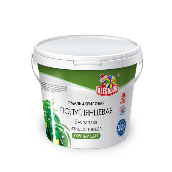 Эмаль акриловая полуглянцевая желтая "OLECOLOR" 0,8кг (6)                 "не грузим при -С°"