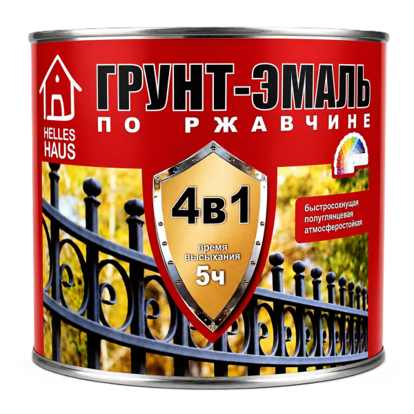 Грунт-эмаль по ржавчине 4в1 "HELLES HAUS" белая 0,8кг