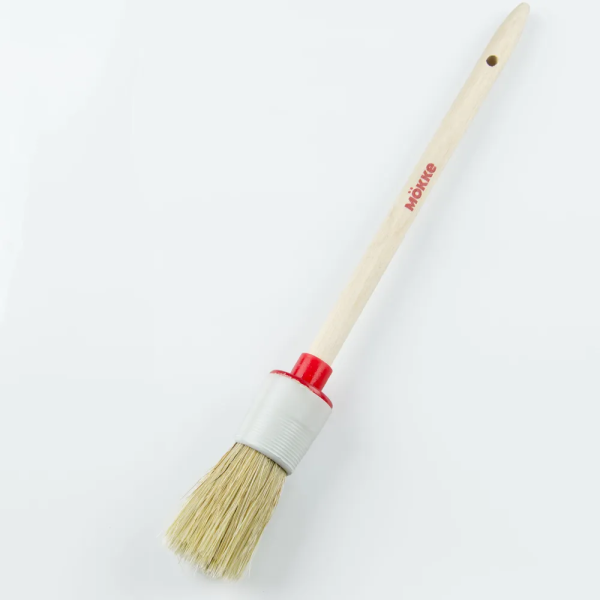 Кисть круглая Mokke 25*38мм деревянная ручка, натуральная щетина (12) ССС