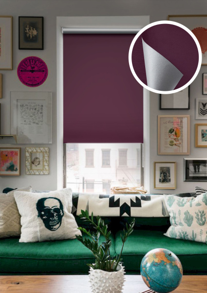 Мини Ролета  Блэкаут отражающий  цвет фиалковый  50*160