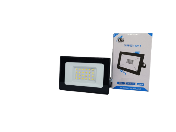 Прожектор LED 20W VLF8-20-6500-B  6500К 182400Лм 220V IP65 черный (102*83*29)  VKL electric