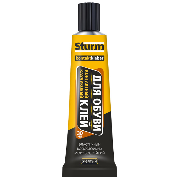 Клей контактный "STURM" ДЛЯ ОБУВИ, желтый, 30мл шоу-бокс (10шт)
