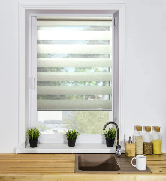 Мини Ролета День-ночь "Грация"  LB 10-09  78*160 (белый лён)