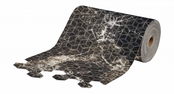 Коврик-дорожка SHAHINTEX DIGITAL PRINT  (27) с тиснением соты"Мрамор" 80 х 1500 темный