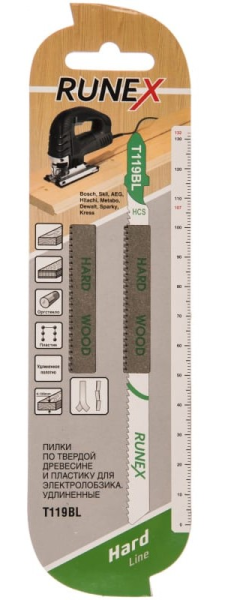 Пилки 132*107мм 12з/д(древес.фанера,ДСП,пласт h=4-100мм)Т119BL  2шт/уп "Runex" 555118-2