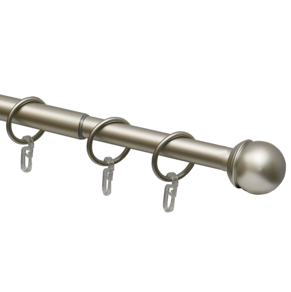 Телескоп.однорядн.карниз, Наконечник Классика, Матовый никель, 16/19мм ,160-320см,