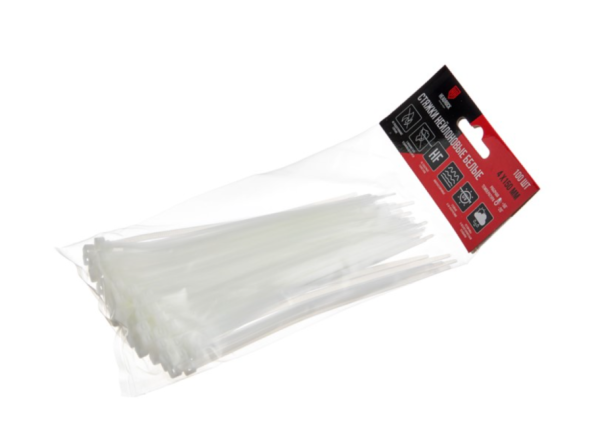 Стяжки нейлоновые белые 4х150мм "HEADROCK" (100)