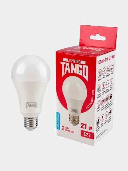 Лампа светодиодная TANGO стандарт 21W E27 A65 6500K 220V (TANGO LED A65-21W-E27-WW) TANGO