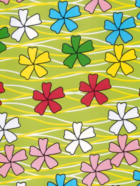 8575 Пленка 0,45*8м самокл.HONGDA разноцветные цветочки на зеленом COLOR DECOR