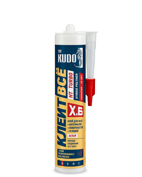 Клей KUDO КЛЕИТ ВСЁ TURBO HT с выс первонач адгезией и скоростью отверждения белый 280 мл KX-6W