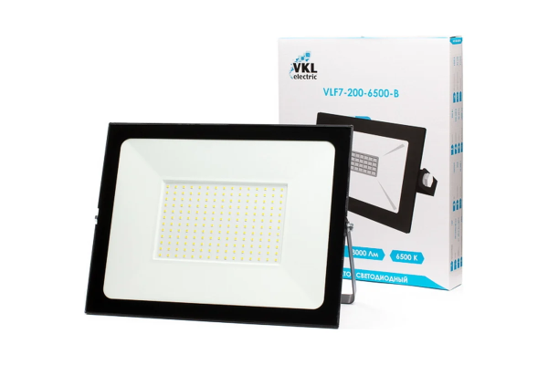 Прожектор LED 200W SMD VLF7-200-6500-B 18 000Lm 220V, IP65, черный VKL electric