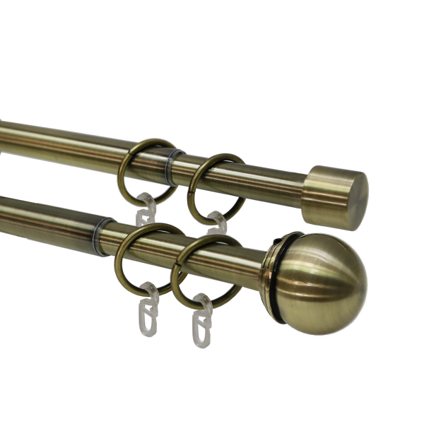 Телескоп.двухряд.карниз, Наконечник Классика, Золото антик, 16/19мм ,160-320см,