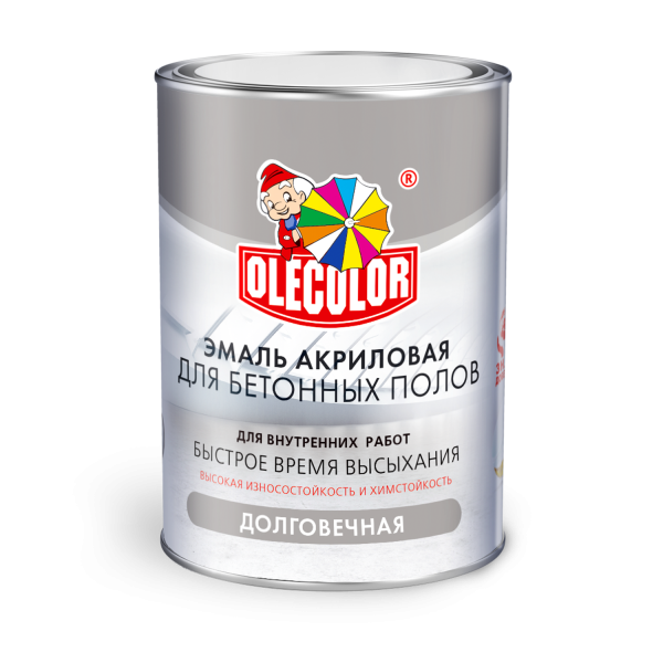 Эмаль акриловая для бетонных полов серая "OLECOLOR" 3,5кг  (4)