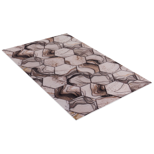 Коврик-дорожка вырезной icarpet PRINT антискользящий (105) "Соты Мрамор" 100  х 1500 бежевый