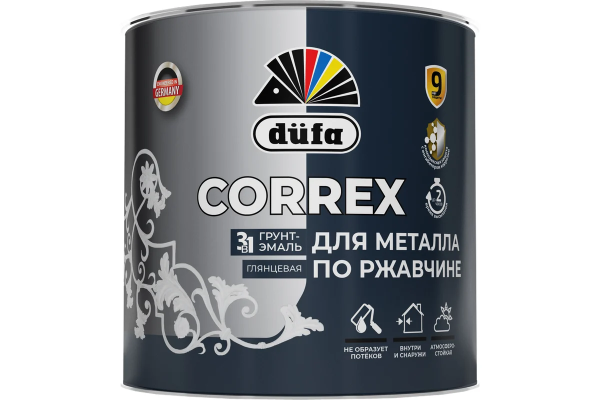 Грунт-эмаль для  металла по ржавчине 3в1 "Dufa" CORREX 9010 белый 2,0л ССС