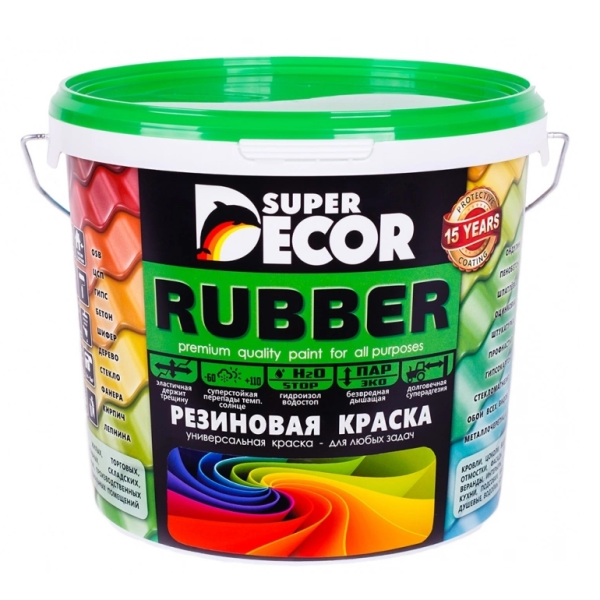 Резиновая краска "SUPER DECOR" RAL 1015, аттика,12 кг "НЕ ГРУЗИМ ПРИ -С°"