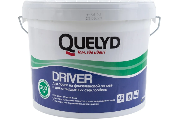 Клей обойный QUELYD "DRIVER" для стеклохолста и стеклообоев 9кг