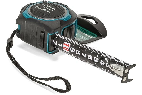 Рулетка в обр. корпусе ЭТАЛОН с двухсторонней ч/б устойчивой лентой и магнитом(7,5м;25м"РОСОМАХА"(6)