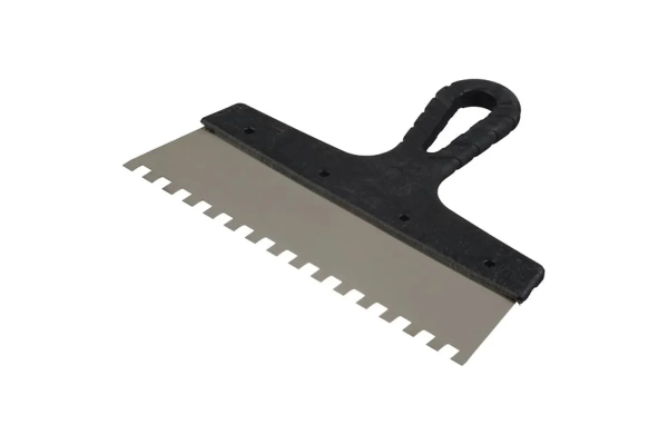 Шпатель фасадный "Интек" 250 зуб 10х10 из нержавеющей стали с пластиковой ручкой