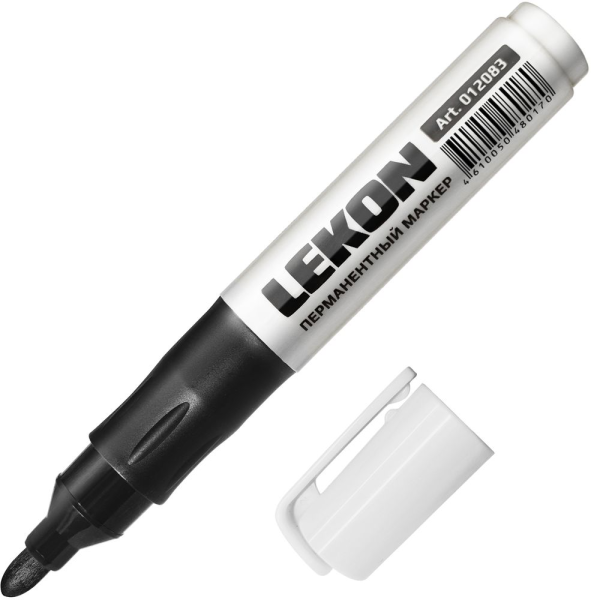 Маркер LEKON ReFresh  перманентный заправляемый черный (линия 3мм) (10)