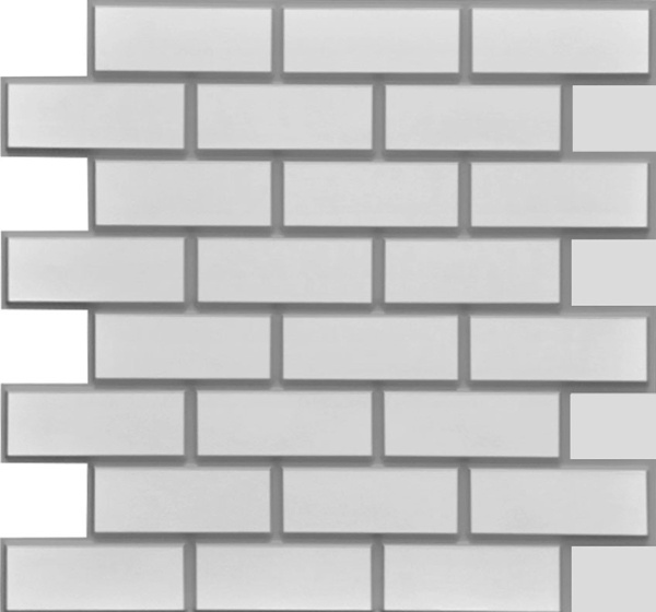 Панель ПВХ 3D МАТТОНЕ белый кирпич с серыми швами 595 х 595 x 8 мм (6)
