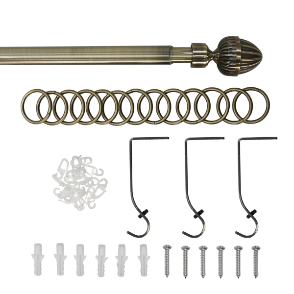 Телескоп.однорядн.карниз, Наконечник Орех, Золото антик, 16/19мм ,160-320см,